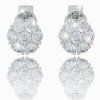 Diamond flower earrings in white gold, 14K