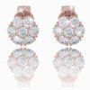 Diamond flower-shaped earrings in red gold, 14K