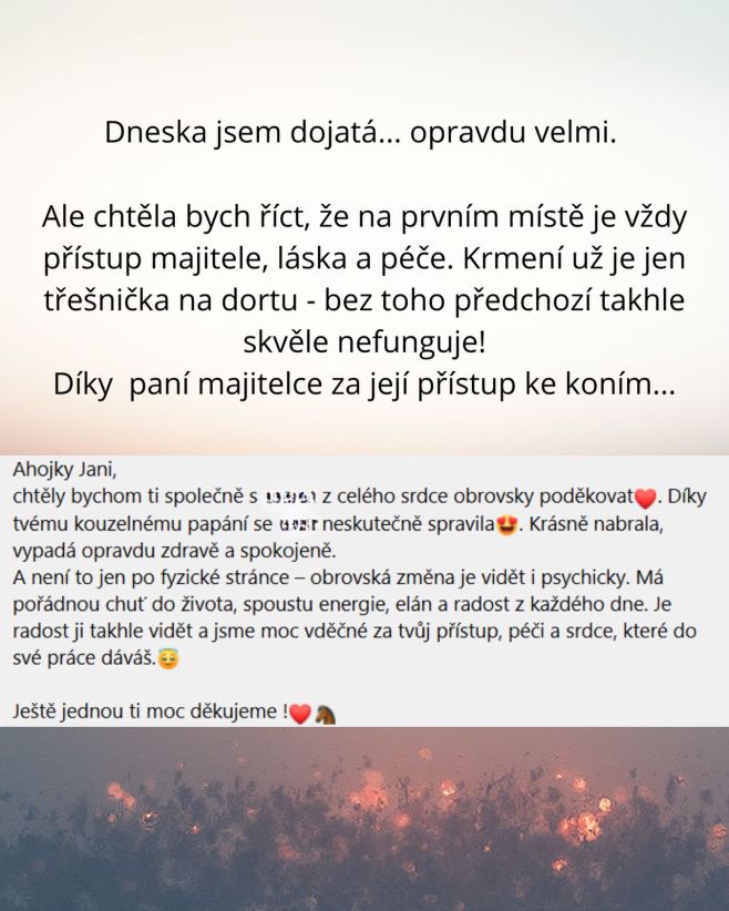 Někdy si člověk uvědomí, proč tu práci vlastně dělá… 🧡 Na prvním místě je vždy láska, péče a přístup majitele. Krmení je...