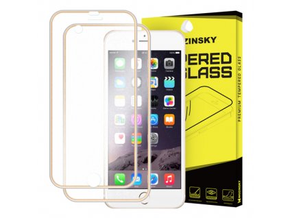 Wozinsky tvrzené sklo přes celý displej + zadní část s hliníkovým rámem iPhone 6S Plus / 6 Plus, zlaté