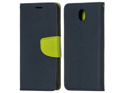 Fancy Case knížkové pouzdro pro Samsung Galaxy J7 2017 J730, modrá-limetková