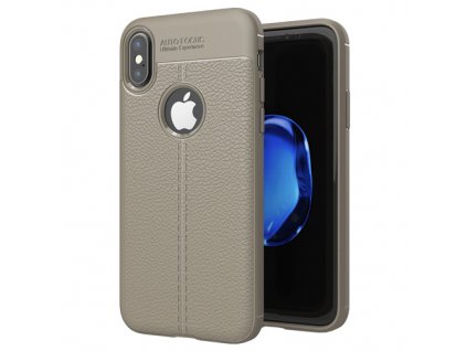 Litchi Pattern flexibilní kryt TPU pouzdro pro iPhone XS / X šedé
