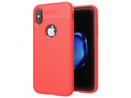 2459 litchi pattern flexibilni kryt tpu pouzdro pro iphone xs x cervene