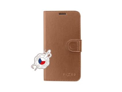 Pouzdro typu kniha FIXED FIT Shine pro Samsung Galaxy J4+, bronzové
