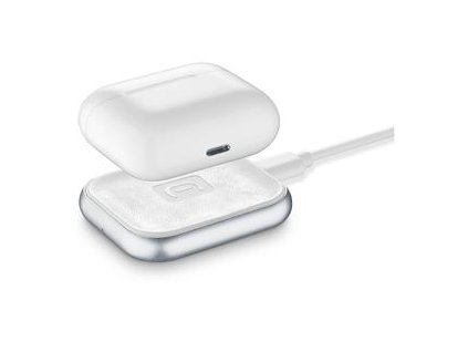 Bezdrátová nabíječka Cellularline Power Base pro sluchátka Apple Airpods/Airpods Pro, bílá