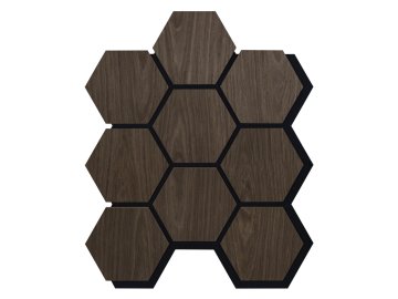 Akustický panel Hexagon 79,8×66 cm - Ořech tmavý
