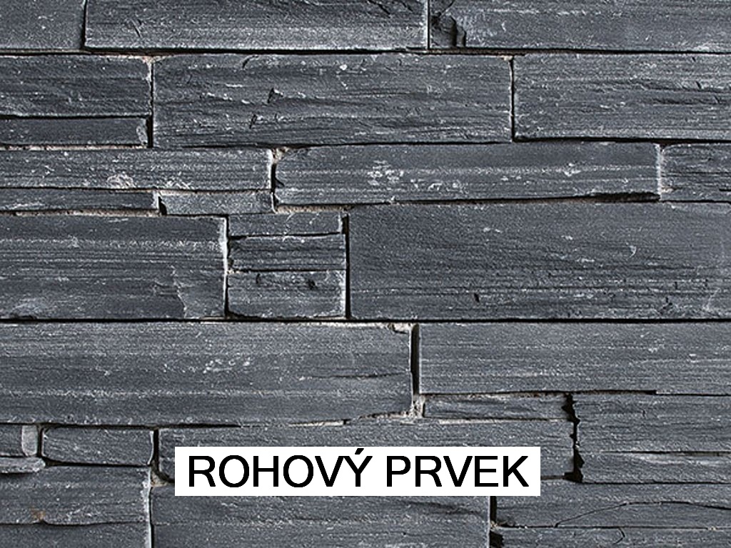 Přírodní kámen WALLSTONE N 3003 Black Slate na síťce rohový prvek