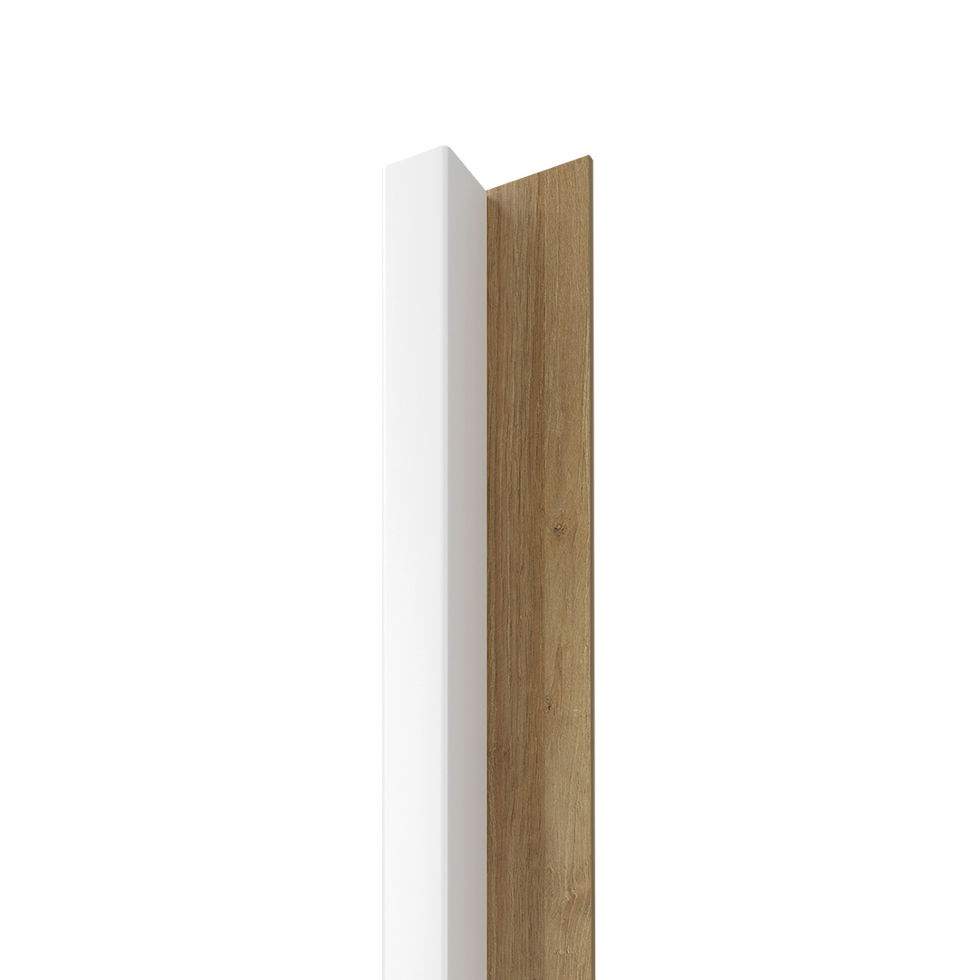 Dřevěná lamela LINEA SLIM 1 - bílá / dub 265x5,4x3 cm cena za balení