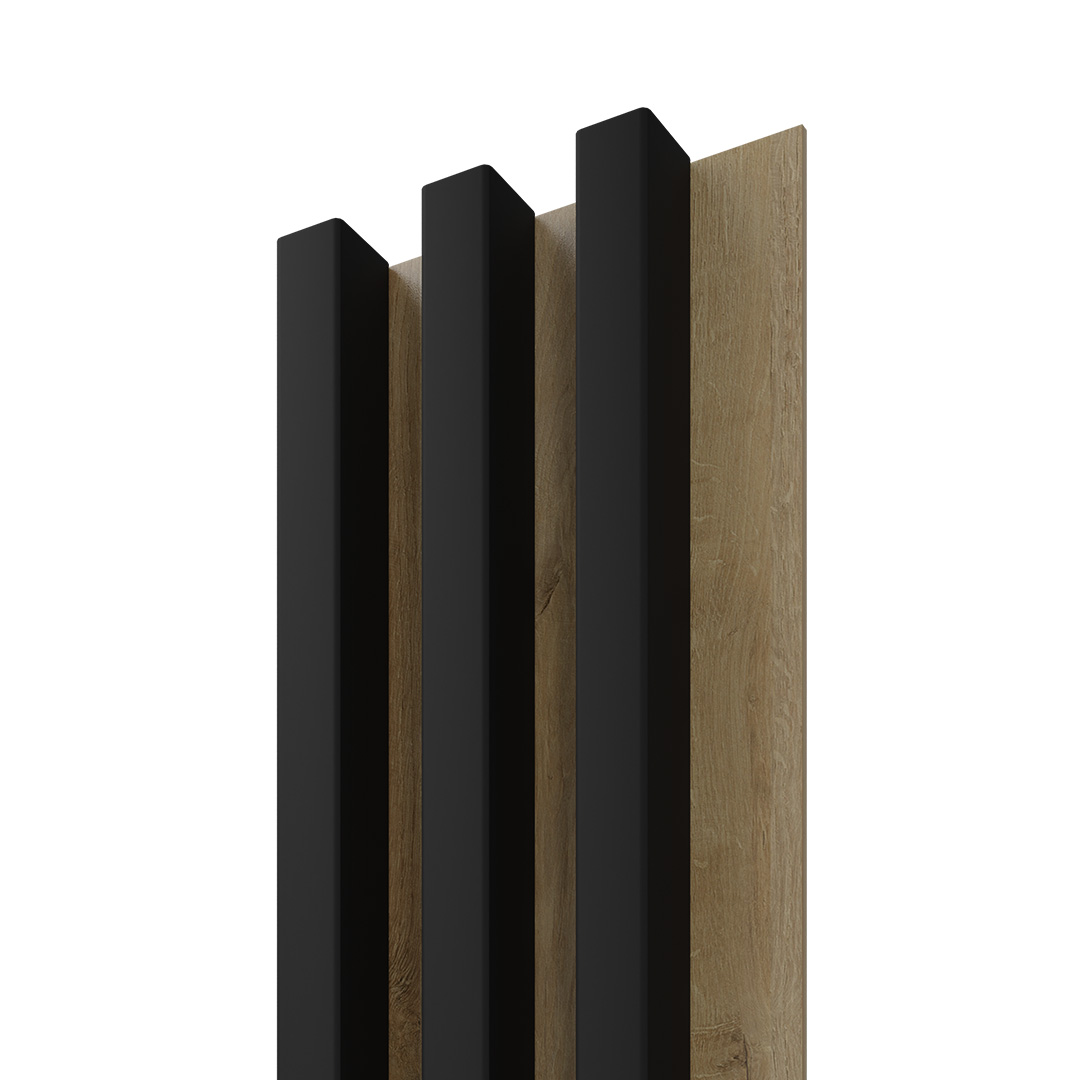 Dřevěná lamela LINEA SLIM 3 - černá / dub 265x15x3 cm cena za balení