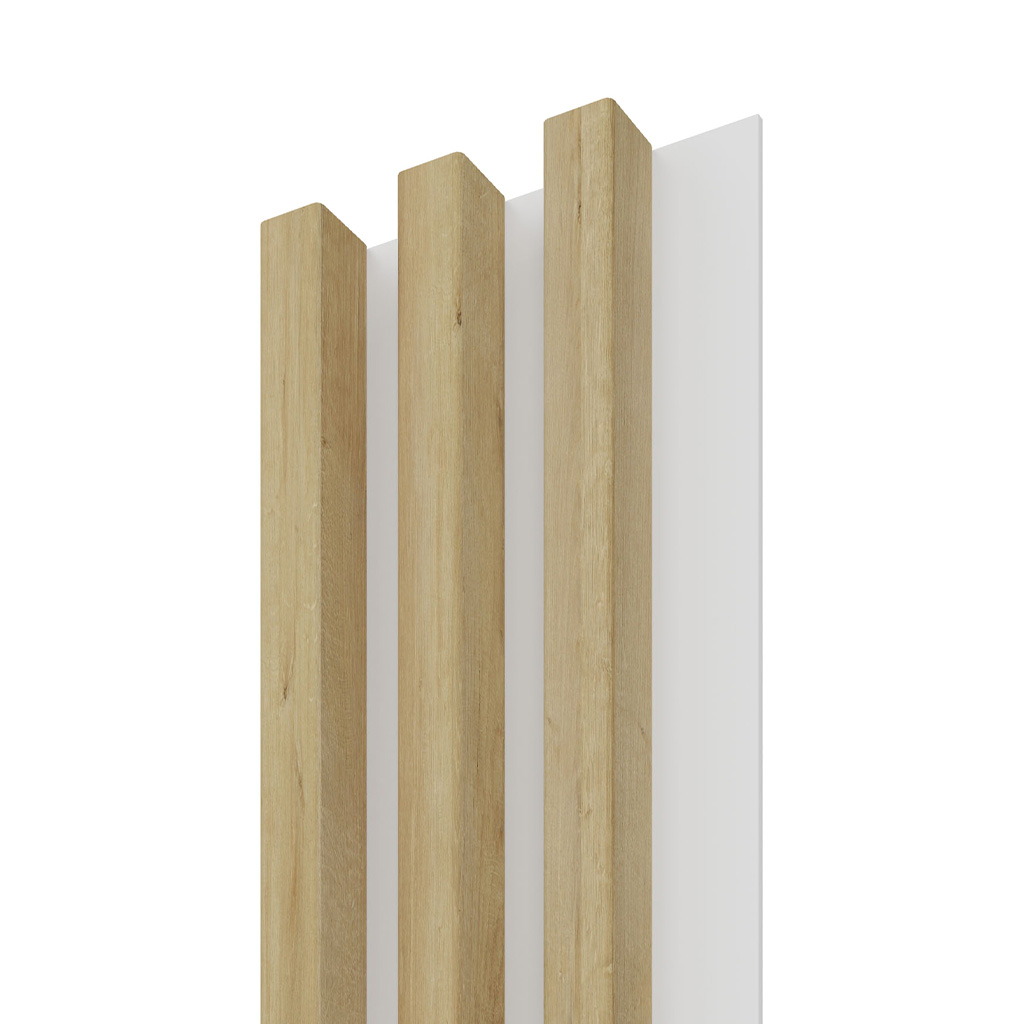 Dřevěná lamela LINEA SLIM 3 - dub / bílá 265x15x3 cm cena za balení