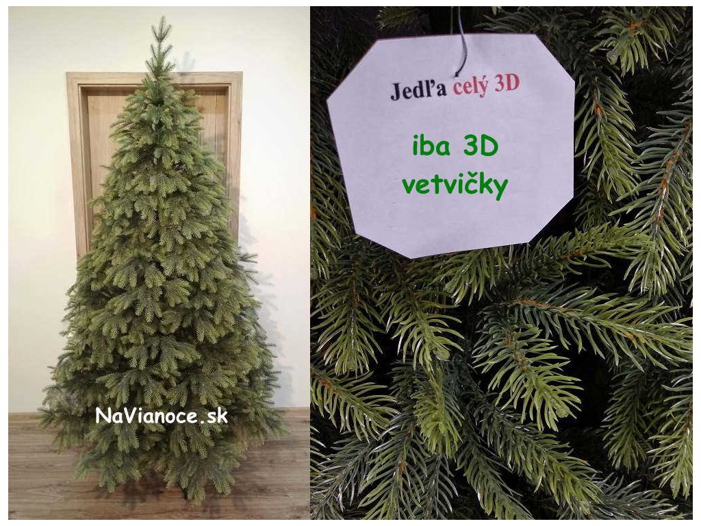 Umelý vianočný stromček Jedľa celá z trojrozmerného 3D ihličia.