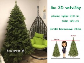 umely vianocny stromcek borovica full cela 3d ihlicie 210 220 cm