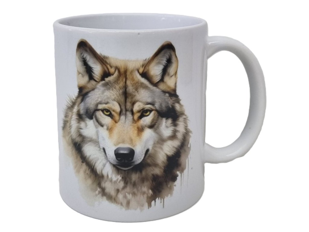 Hrnček keramický s potlačou Vlk hlava 330 ml