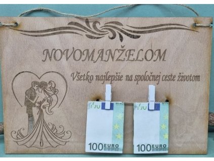 Drevená tabuľka Novomanželom