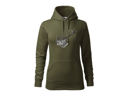 Mikina dámska s kapucňou poľovnícky motív Jeleň ČJ1