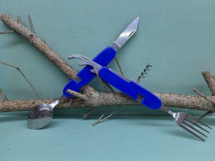 Príbor turistický modrý