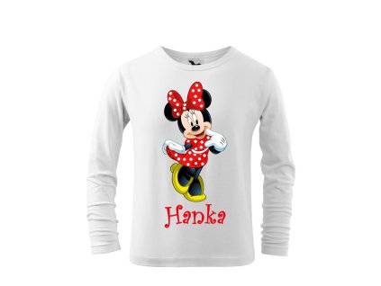 Tričko detské s rozprávkovým motívom Minnie červená bodky