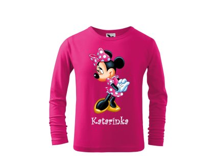 Tričko detské s rozprávkovým motívom Minnie ružová bodky
