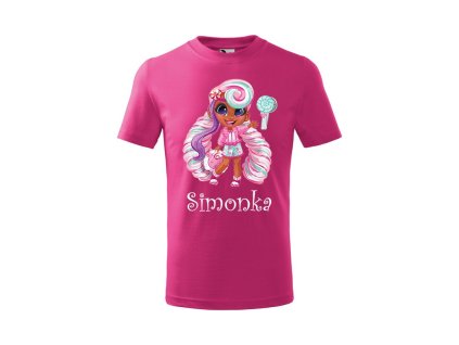 Tričko s motívom bábika Hairdorables  fialový príčesok