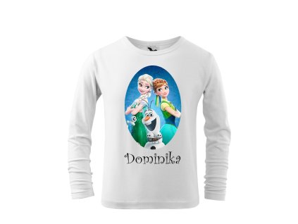 Tričko detské s rozprávkovým motívom Frozen Anna, Elsa a Olaf