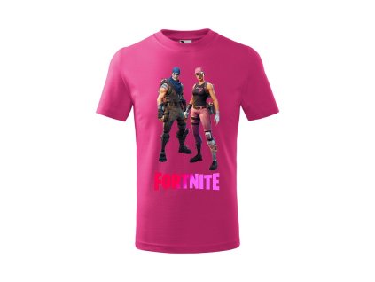 Tričko detské s motívom počítačovej hry Fortnite dve postavy