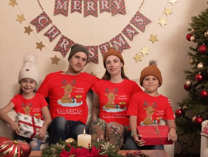 Tričká pre rodinu s vianočným motívom Sob s darčekom