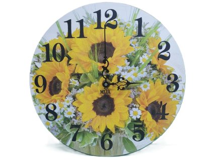 Drevené hodiny  Slnečnica ø 25cm