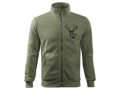 Mikina na zips s poľovníckym motívom Jeleň ČJ6