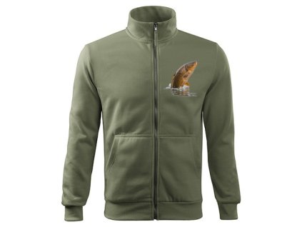 Mikina na zips s rybárskym motívom Kapor farebný vo vode FK1