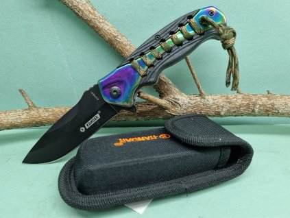 Kandar zatvárací vreckový nôž dúha +puzdro, klip 21,5cm/9cm