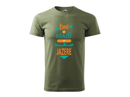 Tričko pánske s rybárskym motívom Život je krajší na jazere