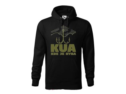 Mikina s kapucňou  rybársky nápis Kua kde je ryba