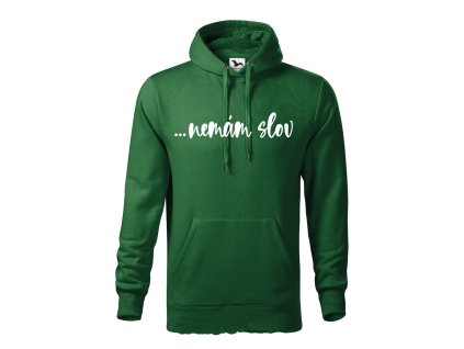 Mikina s kapucňou s vtipným motívom Nemám slov biely