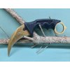 Bojový obranný nôž karambit motív zlatá pavučina +púzdro 19/9cm