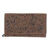 Dámska kožená peňaženka hnedá motív kvety 18/10cm