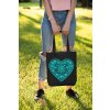 Bavlnená taška motív folklórne srdce zelené