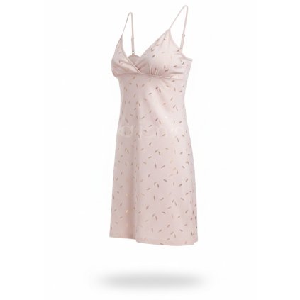 Gold Feathers - Dámska nočná košeľa z modalu ružová