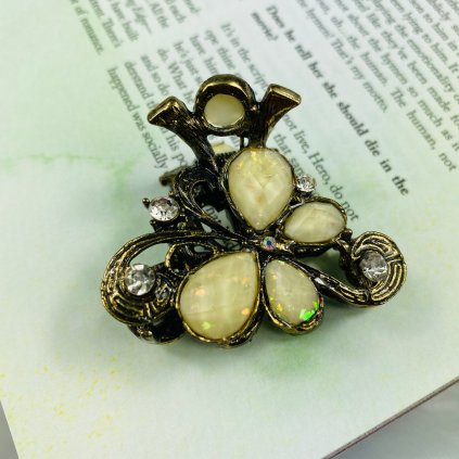 Kovový štipec do vlasov - Motýľ biely