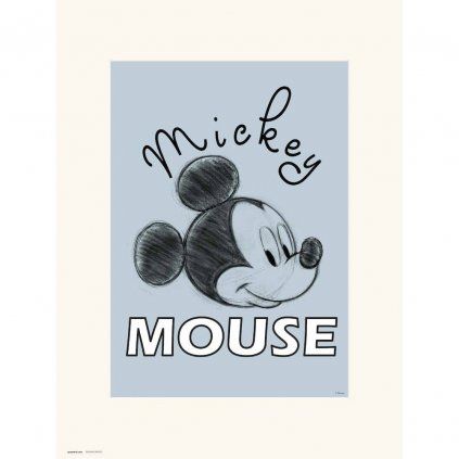 Mickey Mouse modrý print na stenu 30x40 cm