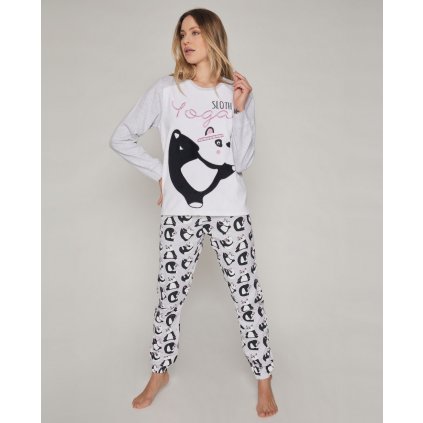 Panda Yoga - Dámske pyžamo dlhé sivé