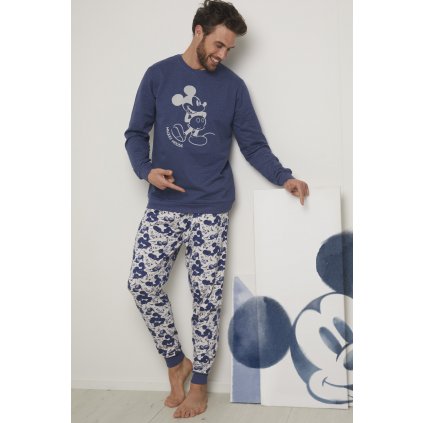 Mickey Mouse pánske modro-biele dlhé pyžamo