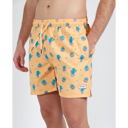 Mr.Wonderful pánske plavky šortky žlté s potlačou Cactus