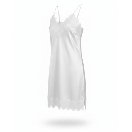 Soft Dámska saténová nočná košeľa biela