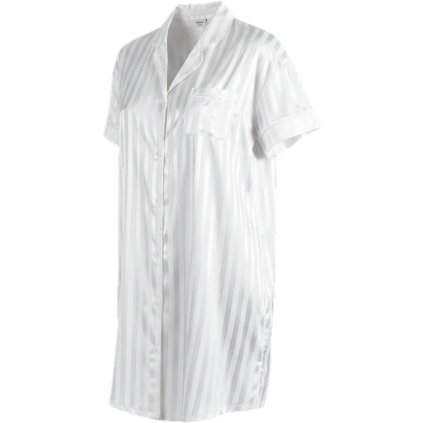 Satin Stripes - Dámska saténová nočná košeľa biela