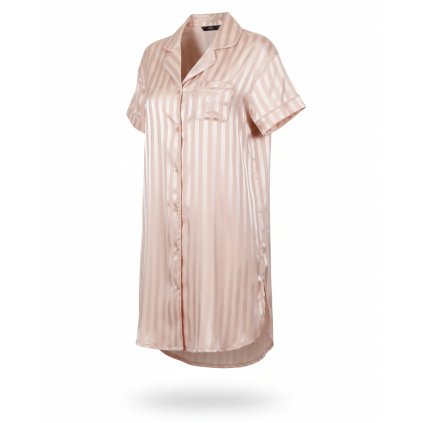 Satin Stripes dámska saténová nočná košeľa béžová