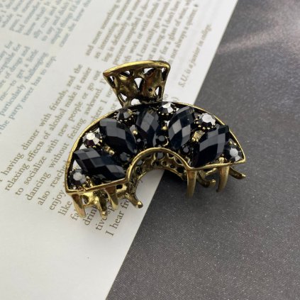 Kovový štipec do vlasov - oblúk čierny