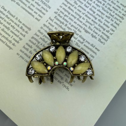 Kovový štipec do vlasov - oblúk biely