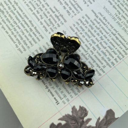 Kovový štipec do vlasov - čierny