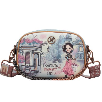 Janet Denese crossbody kabelka s retiazkou Flower City