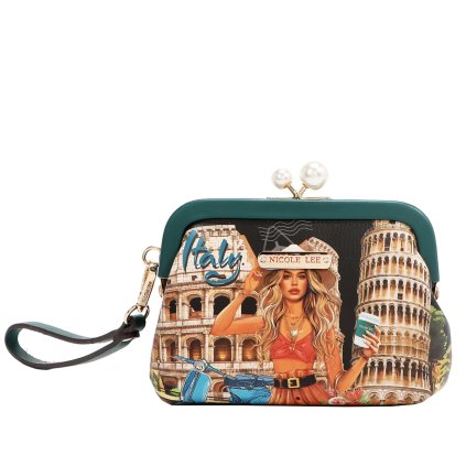 NICOLE LEE peňaženka s retro sponou Martha Travels Italy
